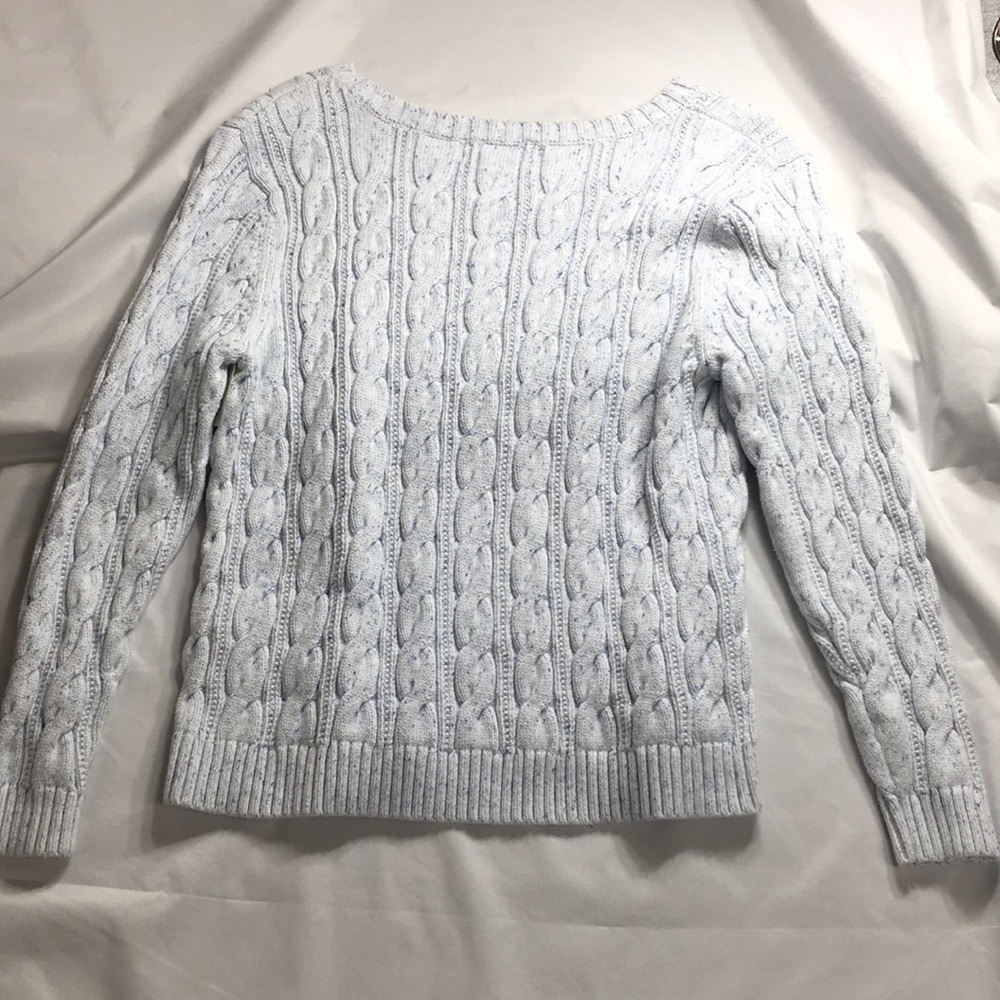 Lands End Women’s White and Blue Drifter Sweater Size L Like-NEW Condition - Picture 5 of 5